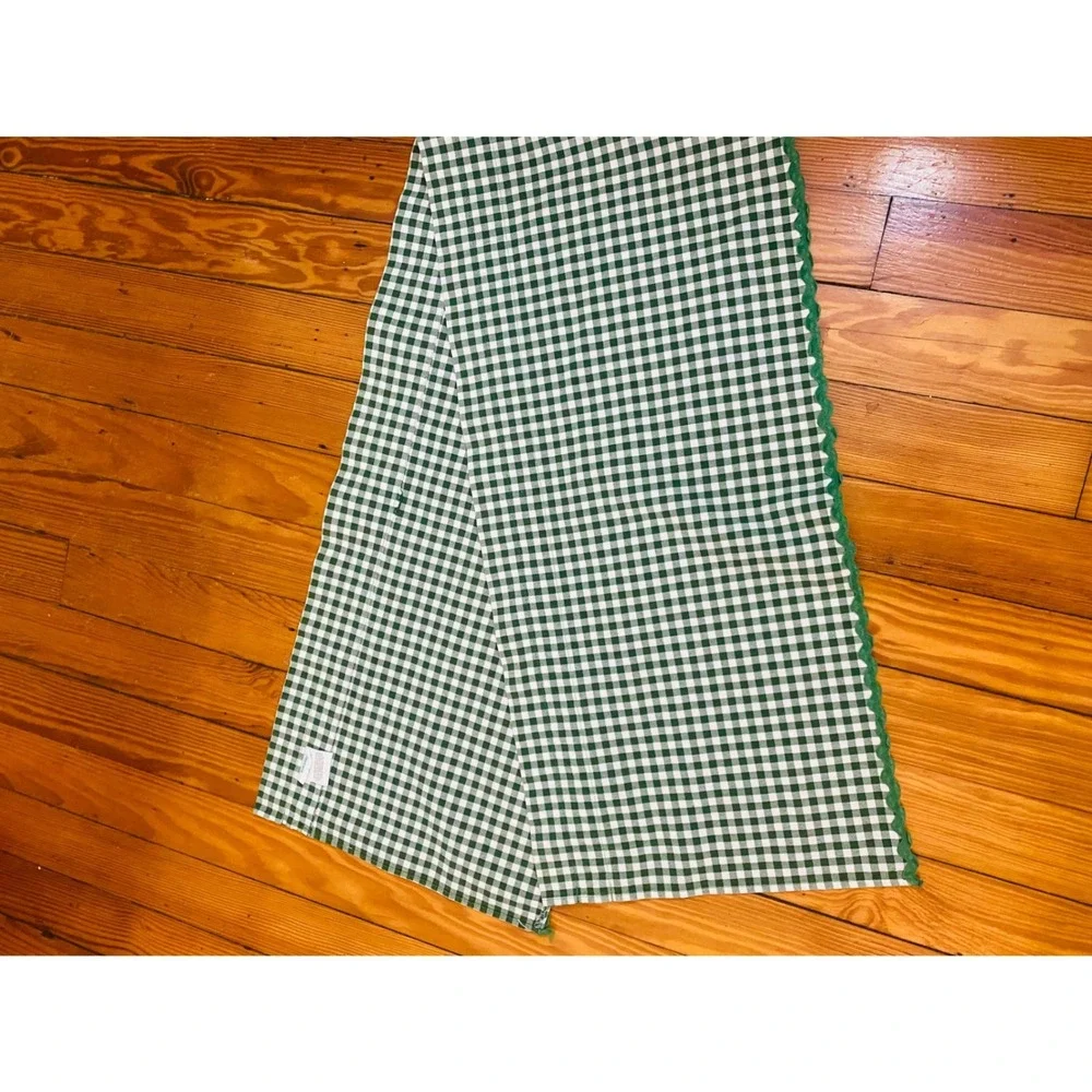 Vtg Martha Stewart Everyday Green Gingham Check Cotton Curtains 2 sets